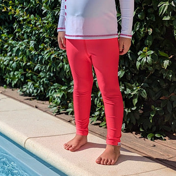 Fluoro red swim leggings