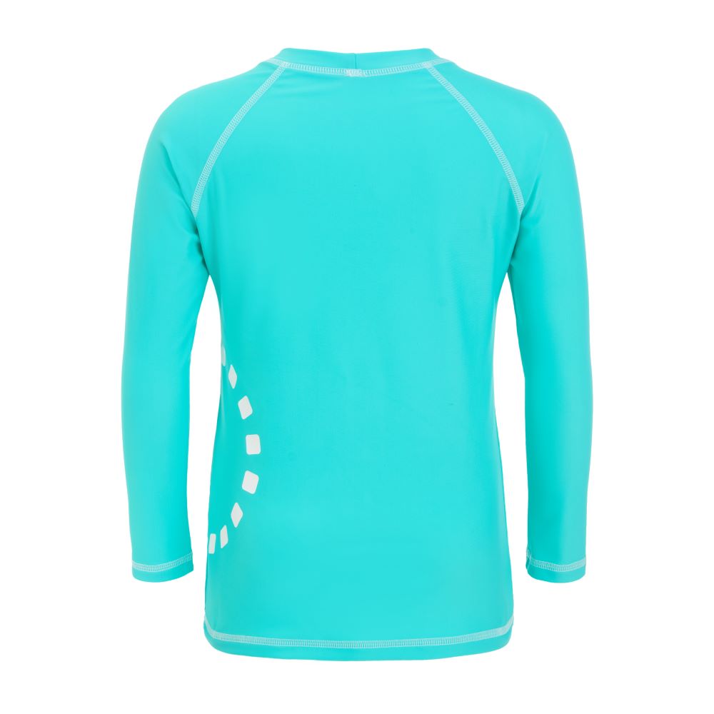 Turquoise/ white long-sleeved rash top
