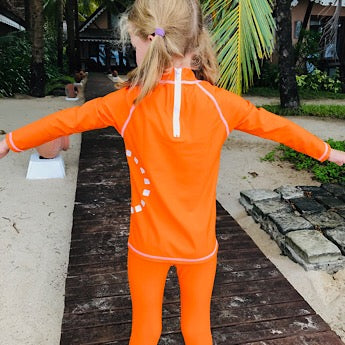 Orange/ white long-sleeved rash top (zipped)