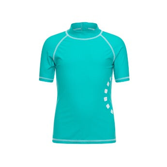 Turquoise/ white short-sleeved rash top (zipped)