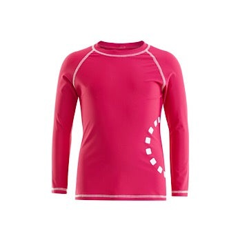 Magenta/ white long-sleeved rash top
