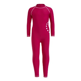 Magenta/ white long-sleeved all-in-one swimsuit
