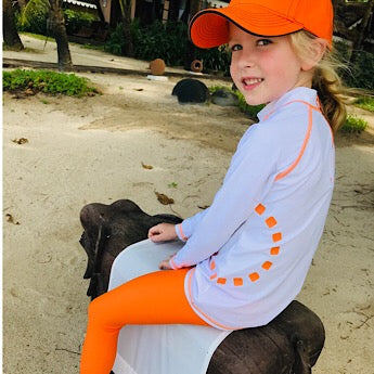 White/ orange long-sleeved rash top (zipped)