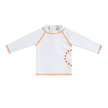 White/ orange long-sleeved rash top (zipped)