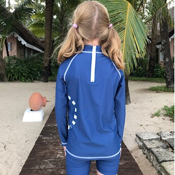 Blue/ white long-sleeved rash top (zipped) baby sizes