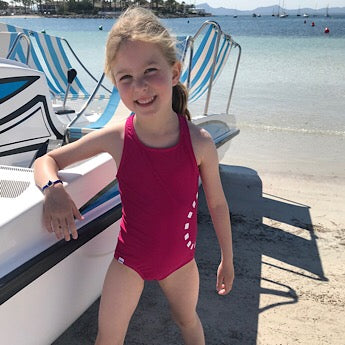 Magenta cross-back swimming costume