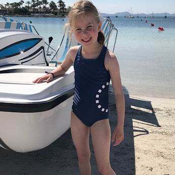 Blue cross-back swimming costume