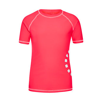 Fluoro red/ white short-sleeved rash top