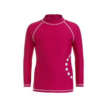 Magenta/ white long-sleeved rash top (zipped)