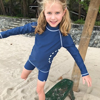 Blue/ white long-sleeved rash top (zipped) baby sizes