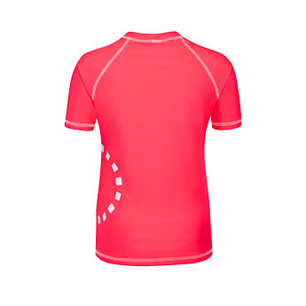 Fluoro red/ white short-sleeved rash top