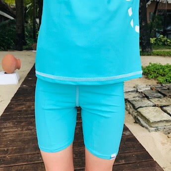 Turquoise swim shorts