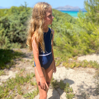 Blue/ white Riviera swimming costume