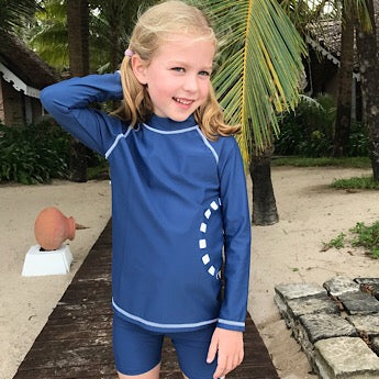 Blue/ white long-sleeved rash top (zipped) baby sizes