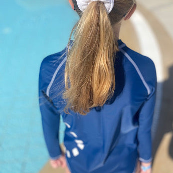 Blue/ white long-sleeved rash top