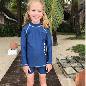 Blue/ white long-sleeved rash top (zipped) baby sizes