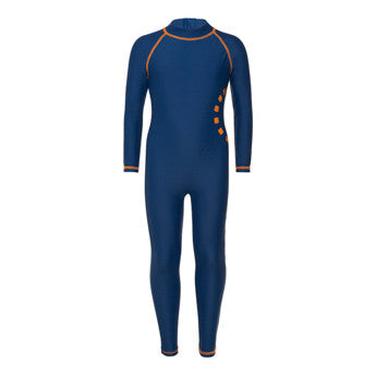 Blue/ orange long-sleeved all-in-one swimsuit