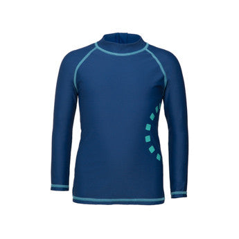 Blue/ turquoise long-sleeved rash top (zipped)