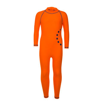 Orange/ blue long-sleeved all-in-one swimsuit