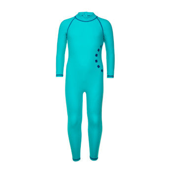 Turquoise/ blue long-sleeved all-in-one swimsuit