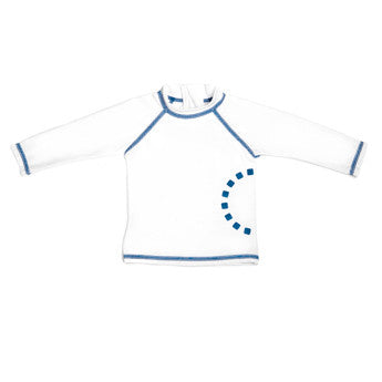 White/ blue long-sleeved rash top (zipped)