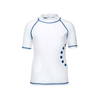 White/ blue short-sleeved rash top (zipped)