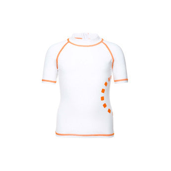 White/ orange short-sleeved rash top (zipped)