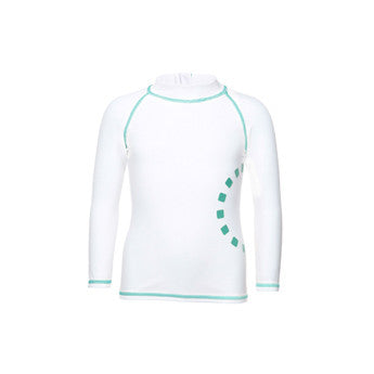 White/ turquoise long-sleeved rash top (zipped)