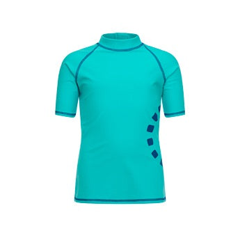 Turquoise/ blue short-sleeved rash top (zipped)
