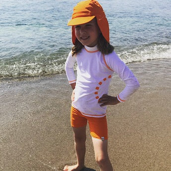 Orange swim shorts