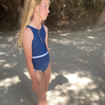 Blue/ white Riviera swimming costume