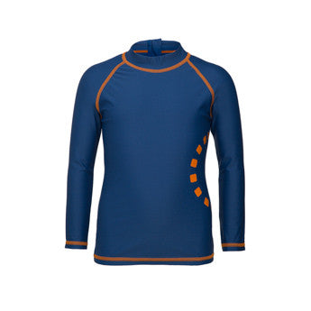 Blue/ orange long-sleeved rash top (zipped)