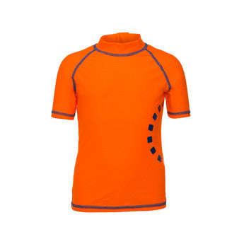 Orange/ blue short-sleeved rash top (zipped)
