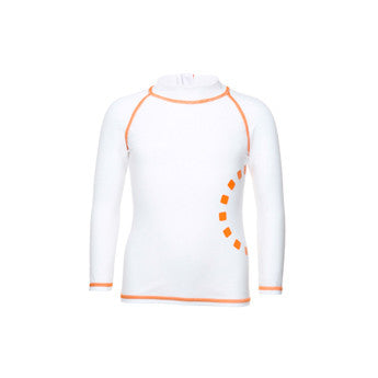 White/ orange long-sleeved rash top (zipped)