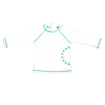 White/ turquoise long-sleeved rash top (zipped)